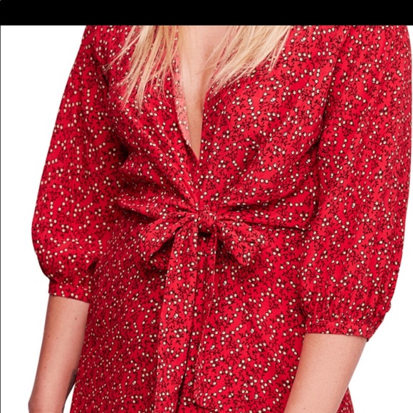 Free People Clara Tie-Front Tunic in Red - Picture 4 of 16